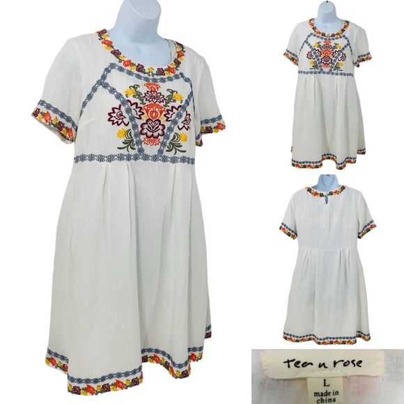 Tea n Rose Embroidered Fit and Flare Dress - Picture 1 of 14